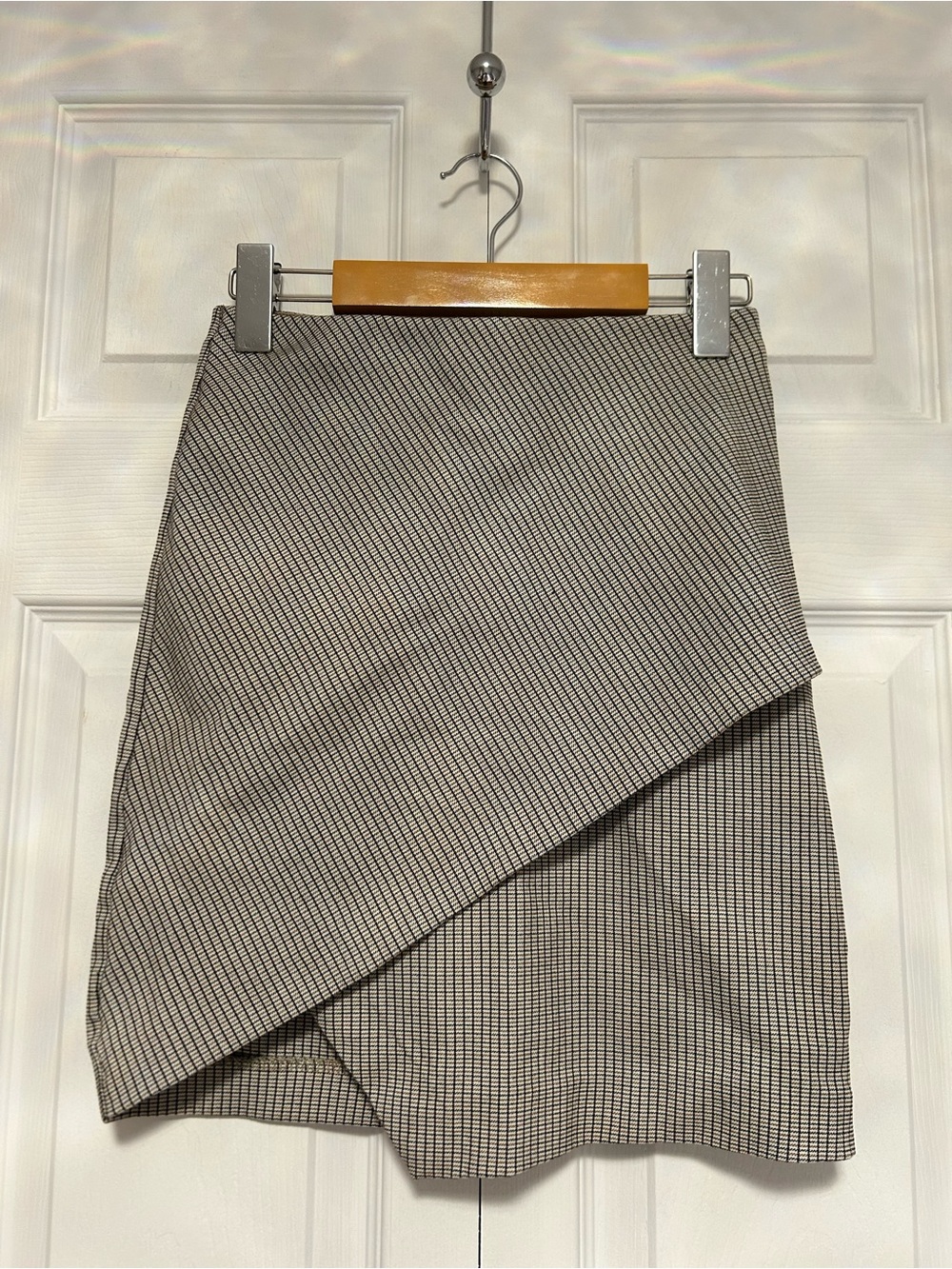 Dynamite Black & Brown Asymmetrical Wrap Skirt